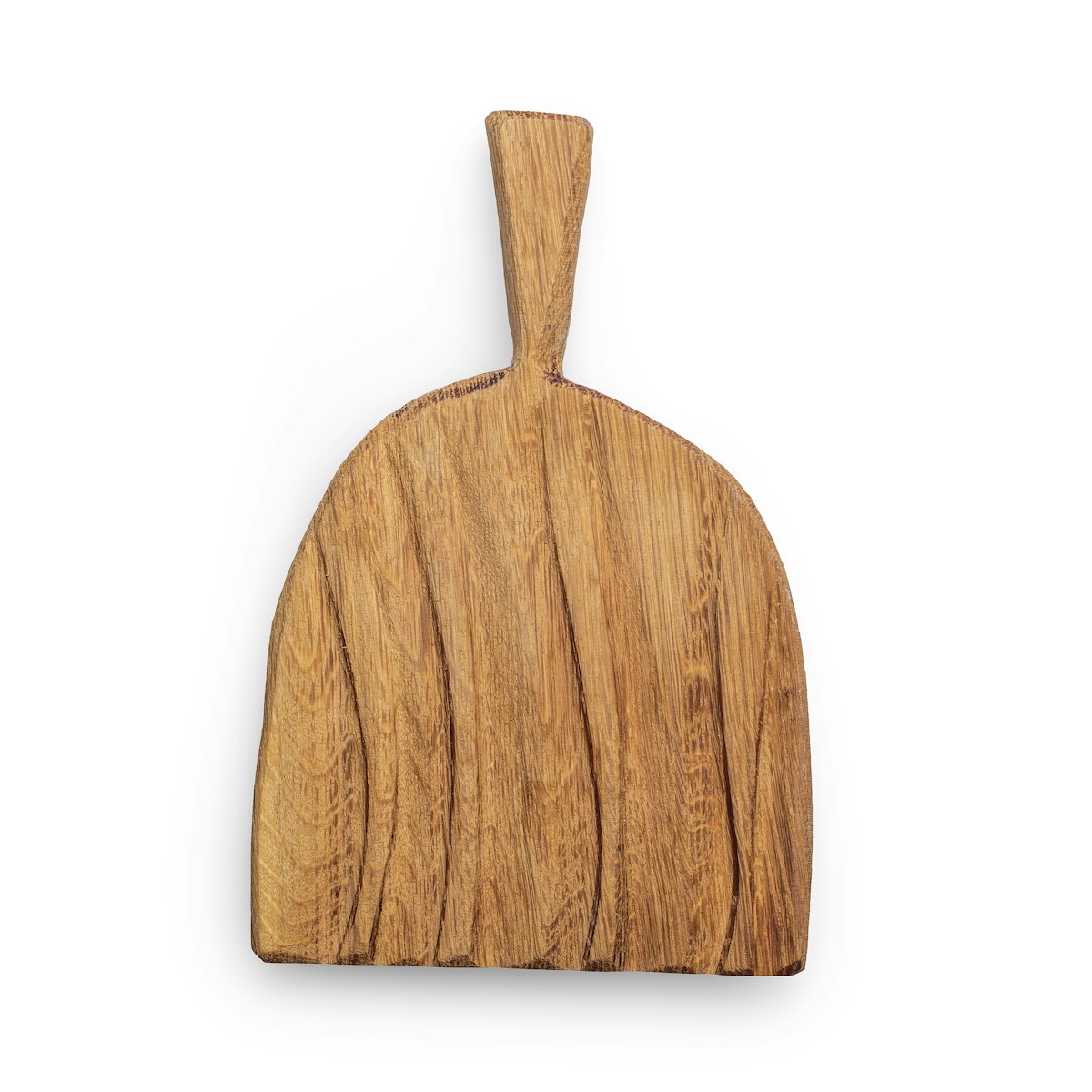Hand-shaped oak serving board with slender handle