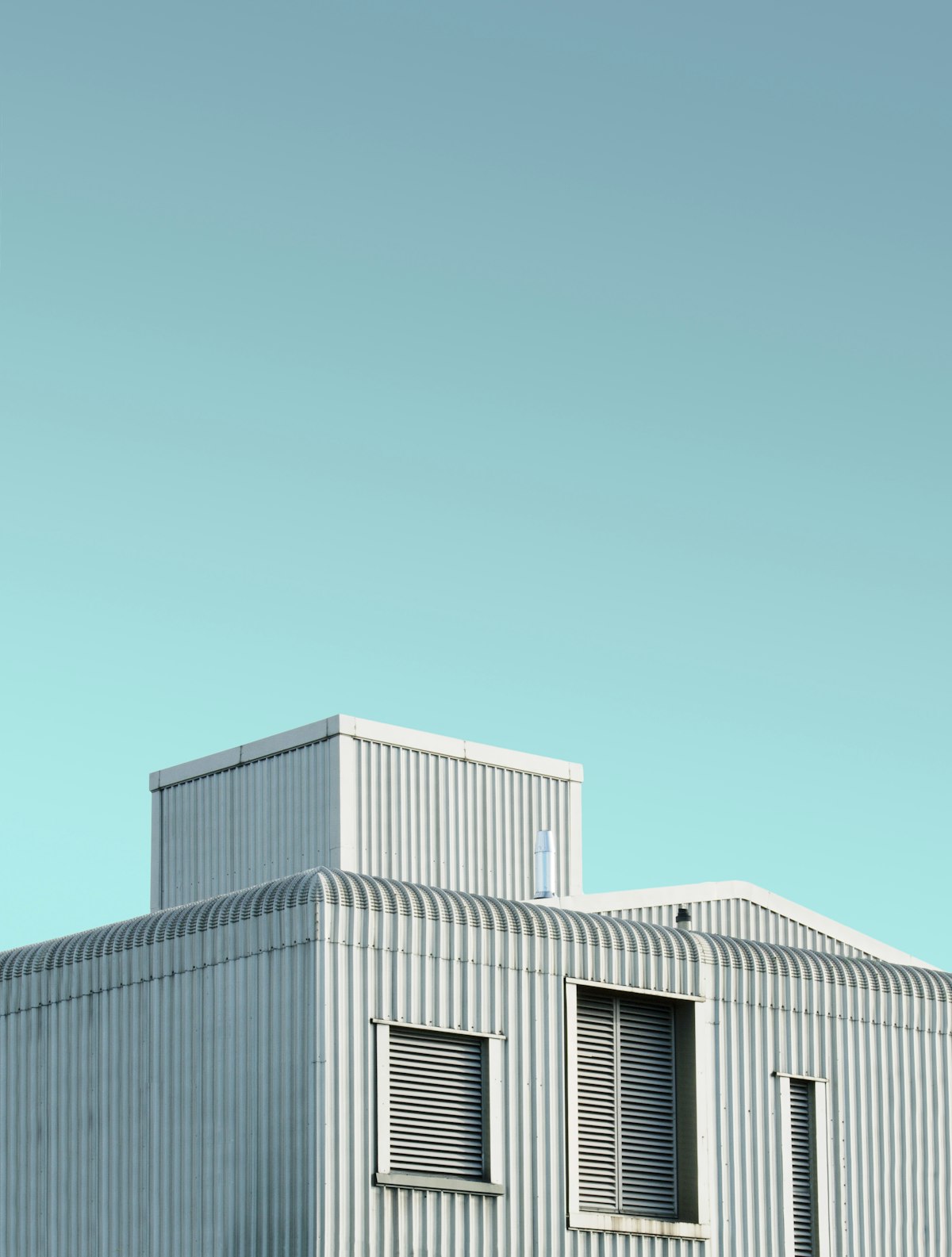 Corrugated steel cladding on a warehouse conversion