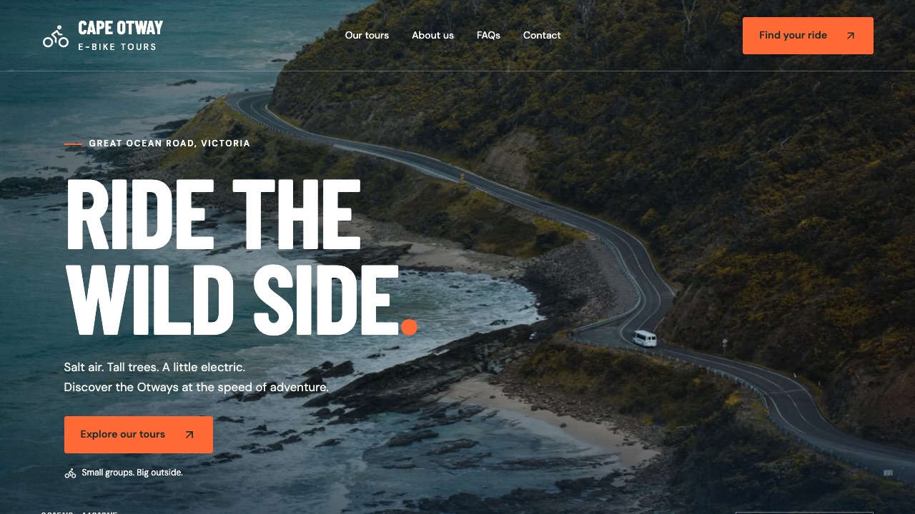 Cape Otway E-Bike Tours website