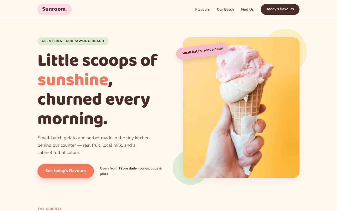 Sunroom Gelato website, 05 · Playful Modern